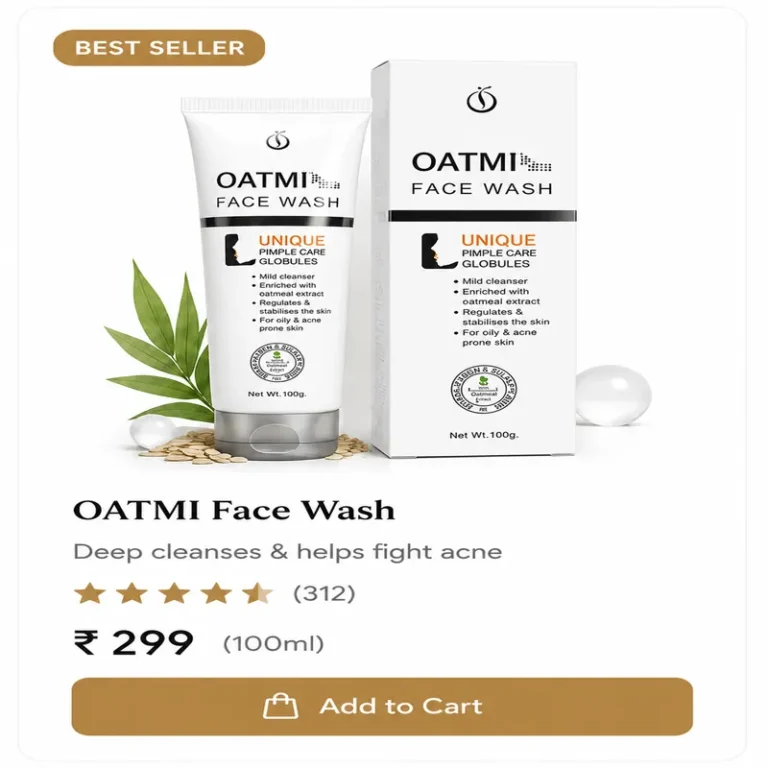 OATMI Unique Pimple Care Face Wash with oatmeal extract, salicylic acid and glycolic acid for acne-prone skin – 100ml