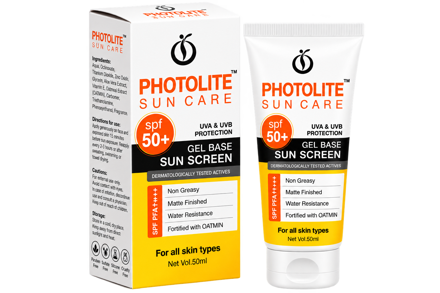 OATMI Photolite Suncare Gel SPF 50+ with box and tube
