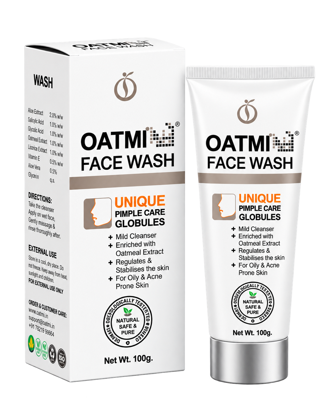 OATMI Unique Pimple Care Facewash with box and tube